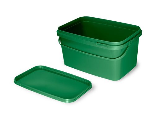 szögletes horgászvödör fedéllel Delphin CLASSA / green 5L