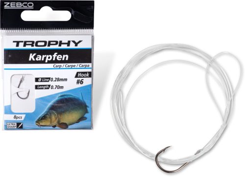 #2 Trophy Ponty Előkötött horog fekete Hooklength: 70cm