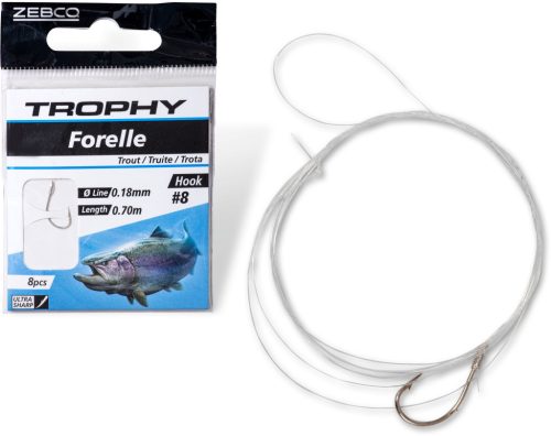 #4 Trophy Pisztráng Előkötött horog ezüst Hooklength: 70cm