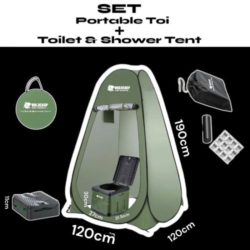SET - Portable Toi + Toilet & Shower Tent - mobil WC és zuhanyzó sátor 