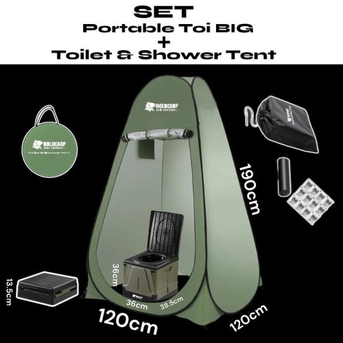 SET - Portable Toi BIG + Toilet & Shower Tent - nagy mobil WC és zuhanyzó sátor 
