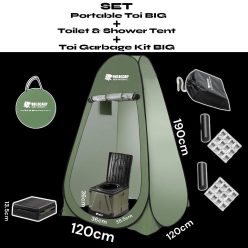   SET - Portable Toi BIG + Toilet & Shower Tent + Toi Garbage Kit BIG - nagy mobil WC és zuhanyzó sátor 