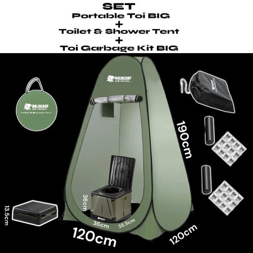SET - Portable Toi BIG + Toilet & Shower Tent + Toi Garbage Kit BIG - nagy mobil WC és zuhanyzó sátor 
