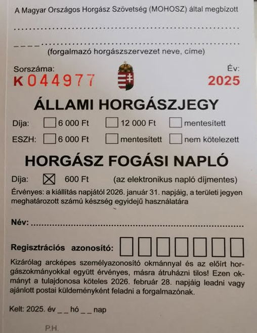 Állami horgászjegy vásárláa